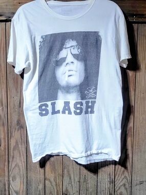 Gildan White Slash Graphic Tee with Black Print